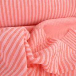 Tissu Double gaze réversible à rayures Rose et cerise - OEKO TEX