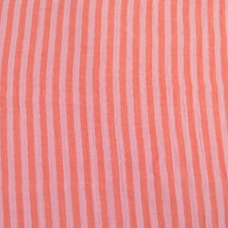 Tissu Double gaze réversible à rayures Rose et cerise - OEKO TEX