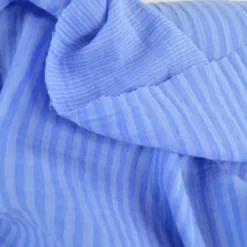 Tissu Double gaze réversible à rayures Bleu et ciel - OEKO TEX