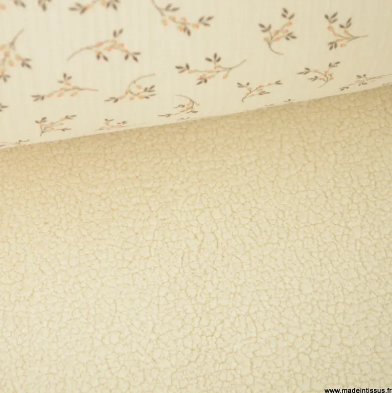 Tissu double gaze Simone envers Sherpa écru - Exclusivité