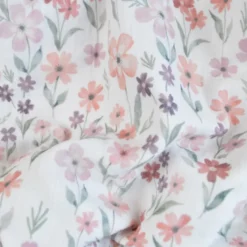 Tissu double gaze Séraphin motif fleurs fond blanc - OEKO TEX