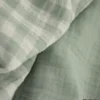 Tissu Double gaze Vichy réversible Vert de gris et blanc cassé - OEKO TEX
