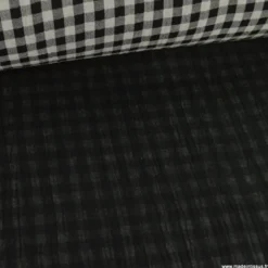 Tissu Double gaze Vichy réversible Noir et blanc cassé - OEKO TEX