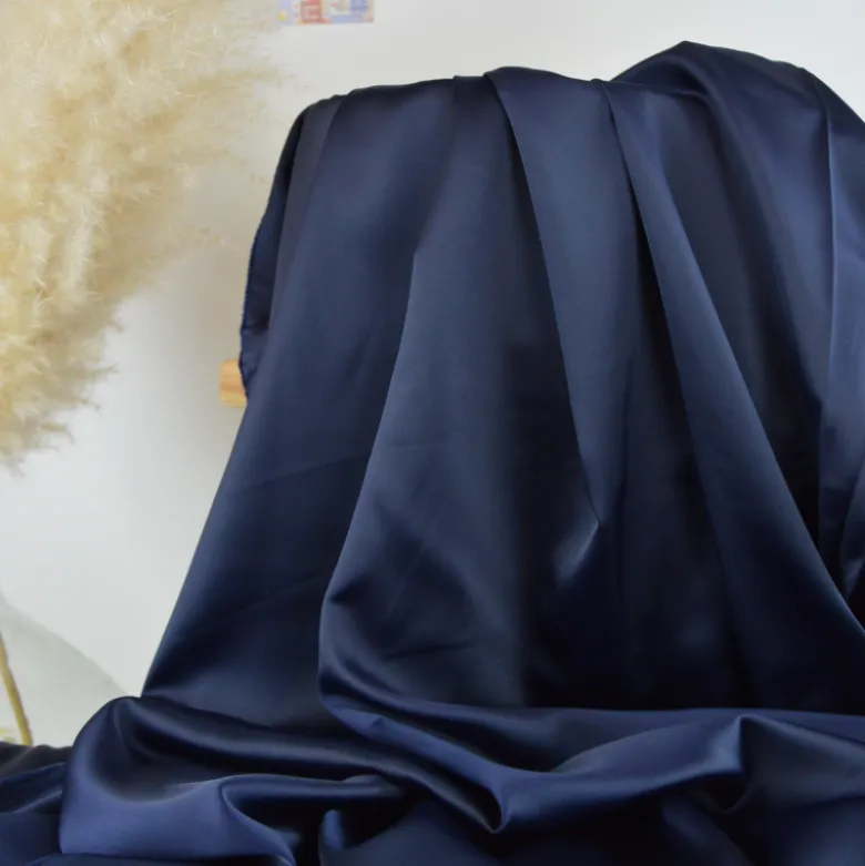 Tissu doublure satin Duchesse - Bleu marine