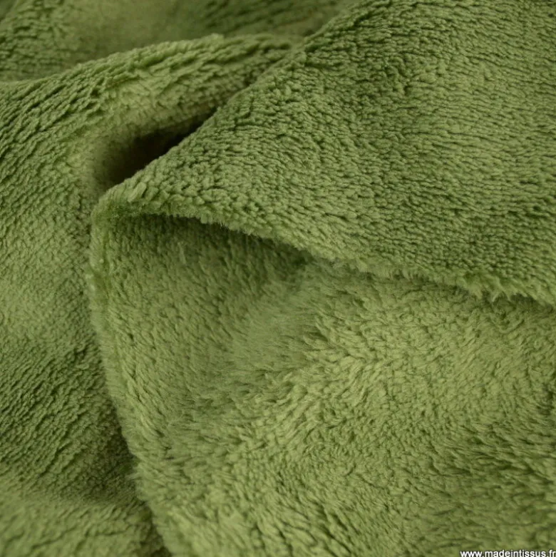 Tissu doudou ultra doux coloris vert fougère - oeko tex