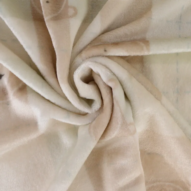 Tissu doudou ultra doux imprimé oursons sur fond à carreaux