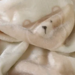Tissu doudou ultra doux imprimé oursons sur fond à carreaux