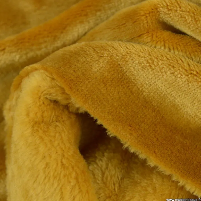 Tissu doudou ultra doux, lourd coloris Camel - oeko tex