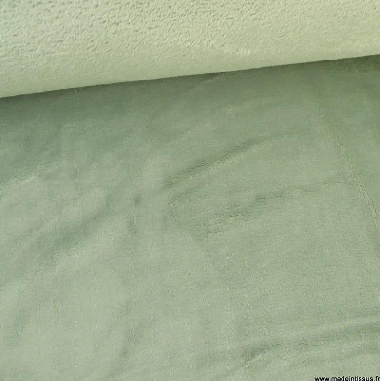 Tissu doudou ultra doux, lourd coloris vert Lichen - oeko tex