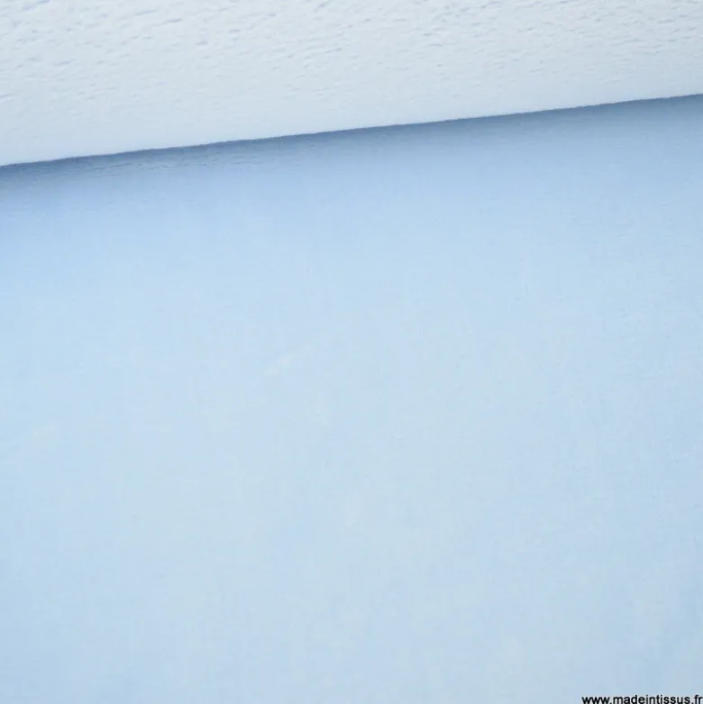Tissu doudou ultra doux, lourd bleu ciel - oeko tex