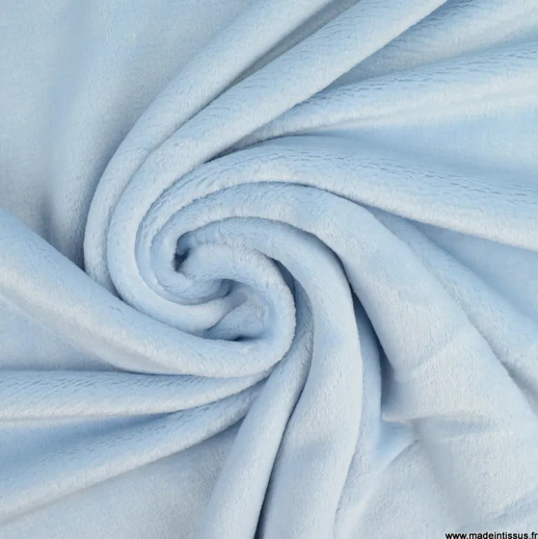 Tissu doudou ultra doux, lourd bleu ciel - oeko tex