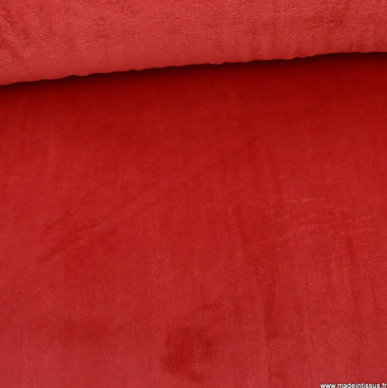Tissu doudou ultra doux, lourd Rouge - oeko tex