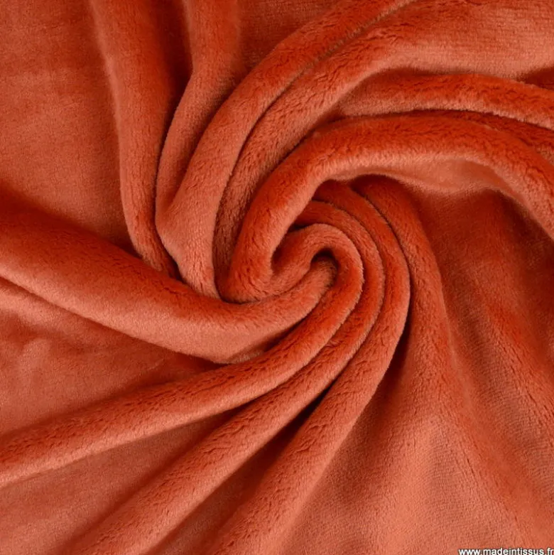 Tissu doudou ultra doux, lourd Terracotta - oeko tex