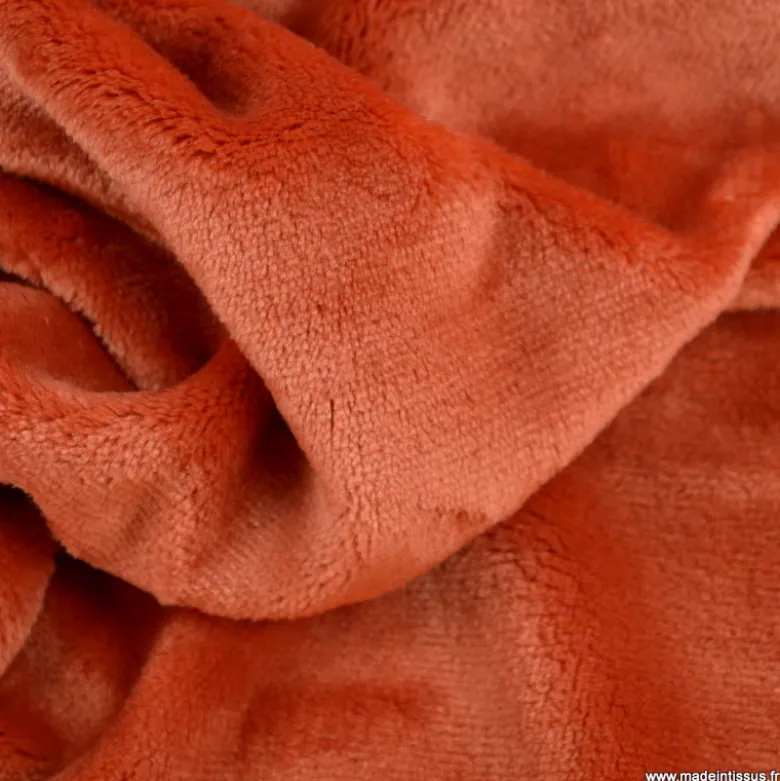 Tissu doudou ultra doux, lourd Terracotta - oeko tex