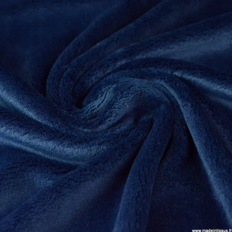 Tissu doudou ultra doux, lourd, MARINE