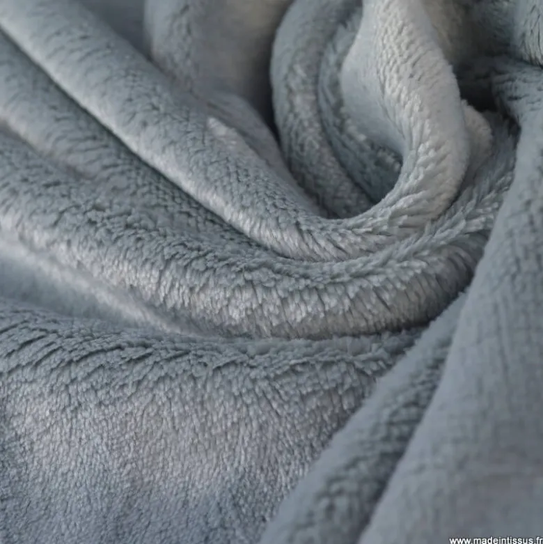 Tissu doudou ultra doux, moelleux et lourd coloris Gris perle - oeko tex