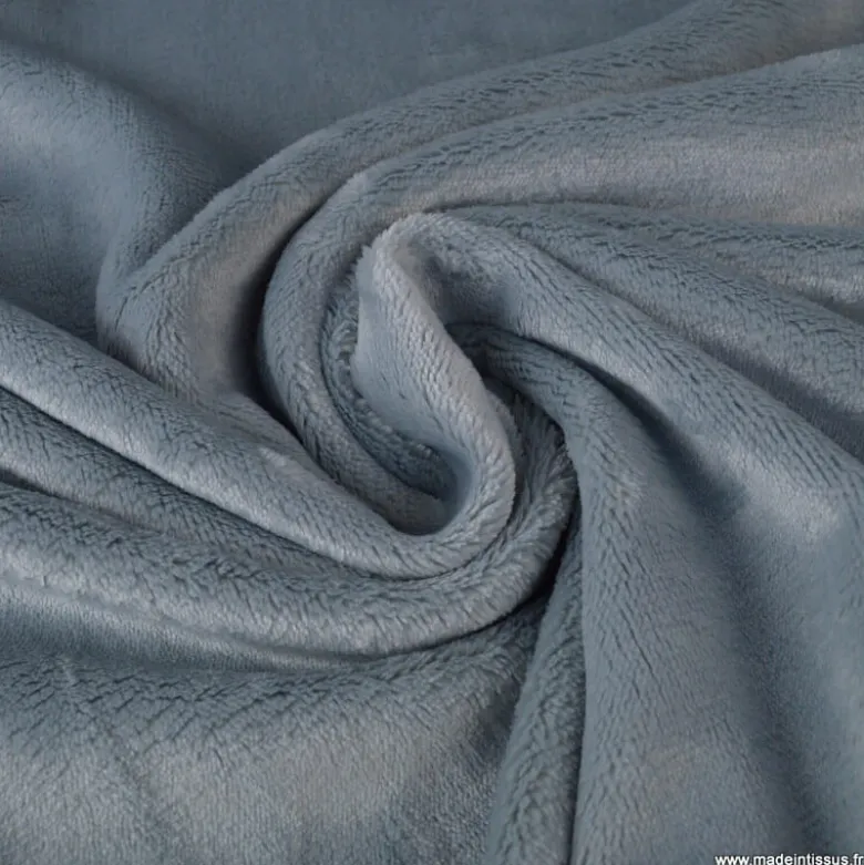 Tissu doudou ultra doux, moelleux et lourd coloris Gris perle - oeko tex