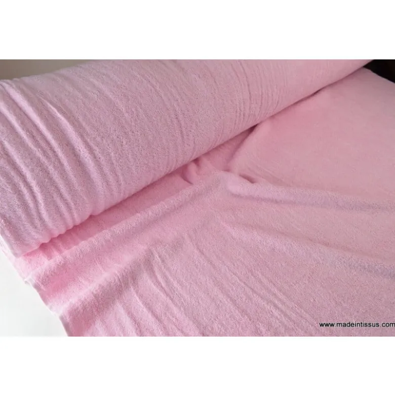 Tissu Eponge Balneo 100% coton rose- OEKO TEX