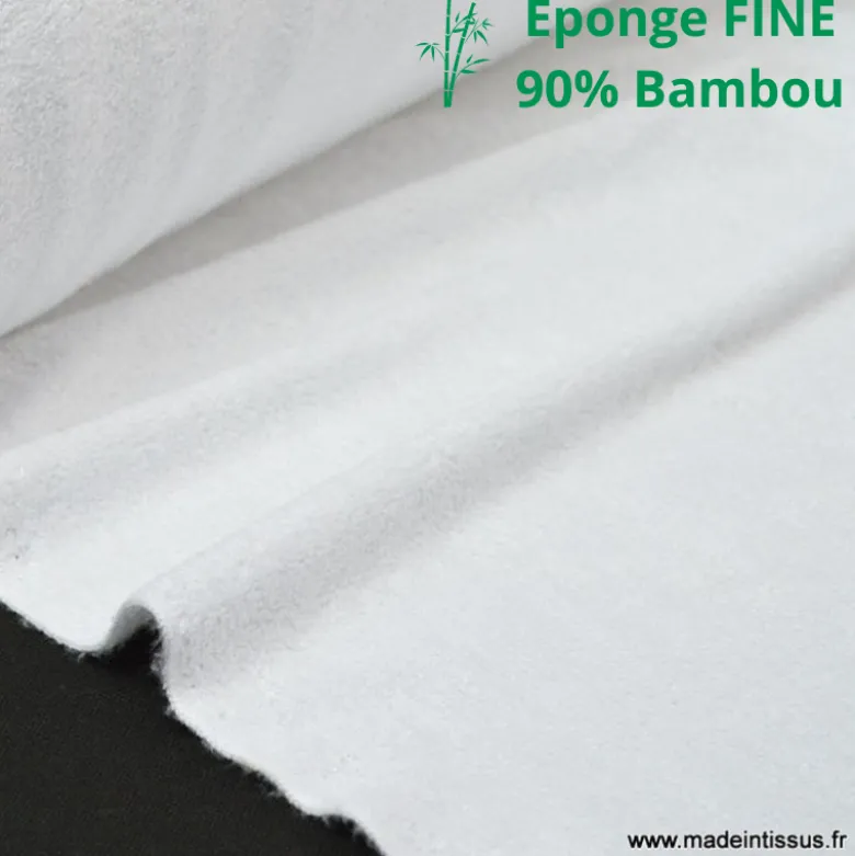 Tissu Eponge de bambou double face blanc - OEKO TEX