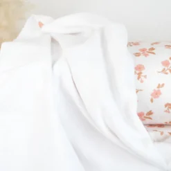 Tissu Eponge de coton monoface Alina motif fleurs fond écru
