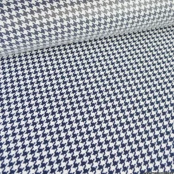 Tissu extérieur etanche polypro pied de poule bleu marine