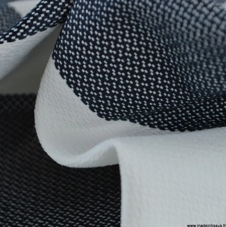 Tissu extérieur rayé Ponant bleu – Déperlant & résistant UV - Grande largeur