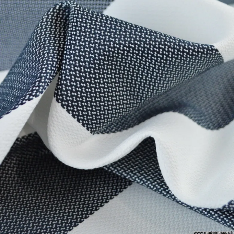 Tissu extérieur rayé Ponant bleu – Déperlant & résistant UV - Grande largeur