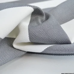 Tissu extérieur rayé Ponant Gris – Déperlant & résistant UV - Grande largeur