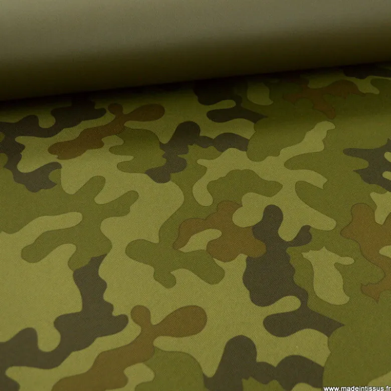 Tissu extérieur étanche Camouflage kaki enduit PVC