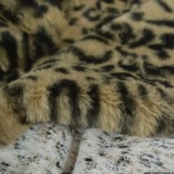 Tissu fausse fourrure bengal beige noir