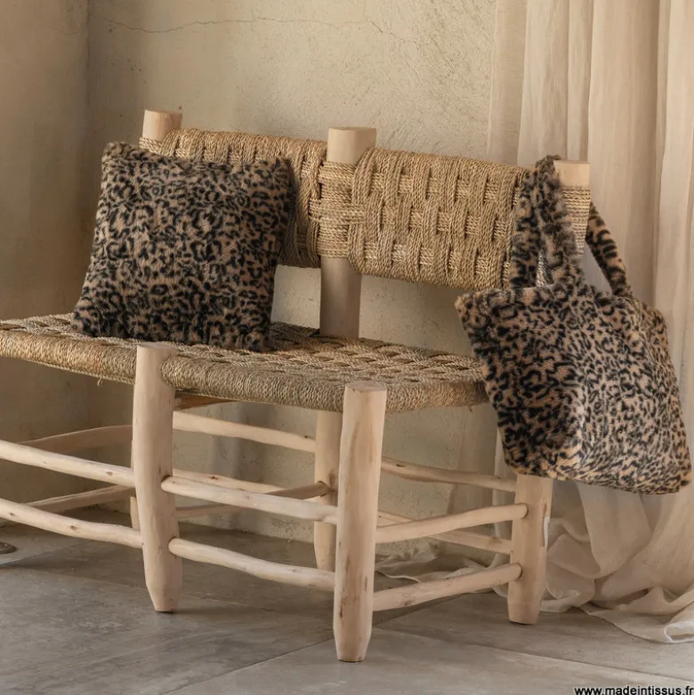 Tissu fausse fourrure bengal beige noir