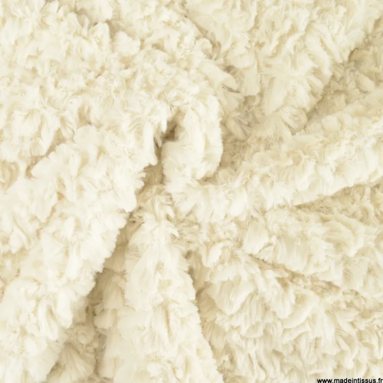 Tissu fausse fourrure blanc cassé