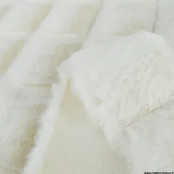 Tissu fausse fourrure carreau Pelissa - Blanc cassé