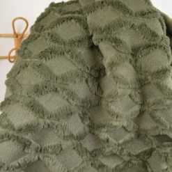 Tissu Fausse Fourrure Kaki – Motif Géométrique Relief