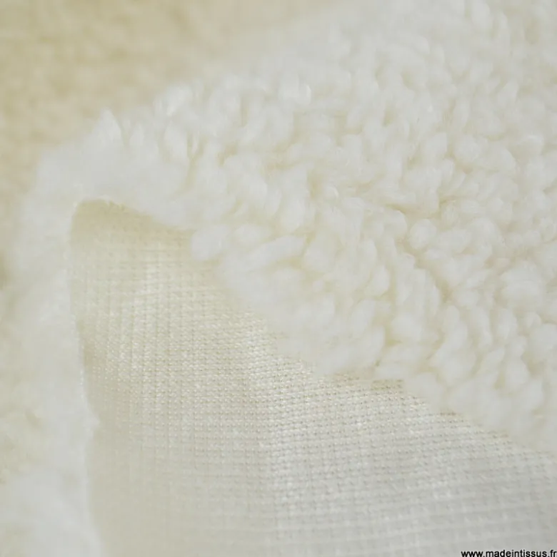 Tissu fausse fourrure lourde peau de mouton - Blanc cassé
