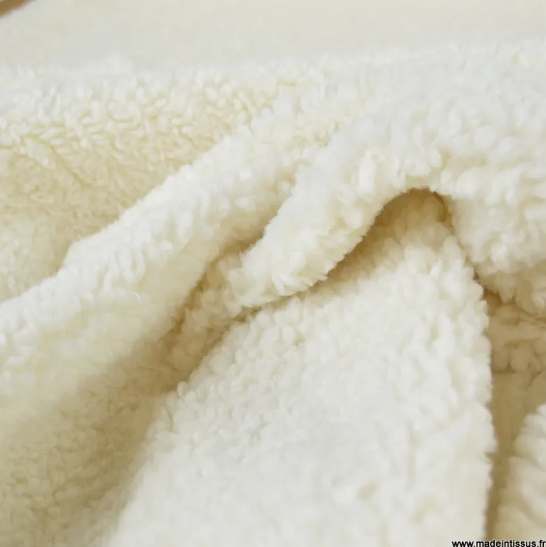 Tissu fausse fourrure lourde peau de mouton - Blanc cassé