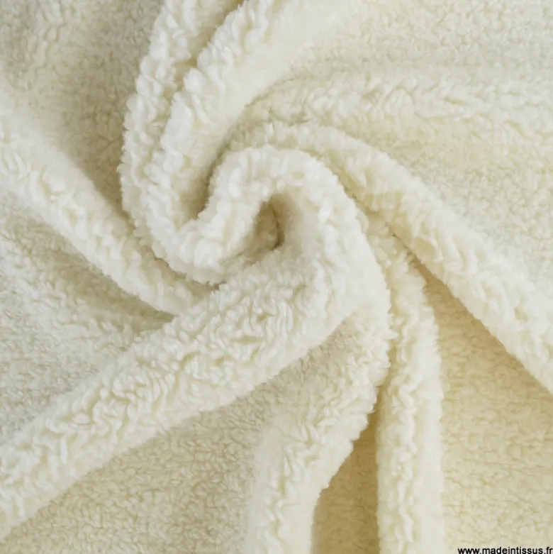 Tissu fausse fourrure lourde peau de mouton - Blanc cassé