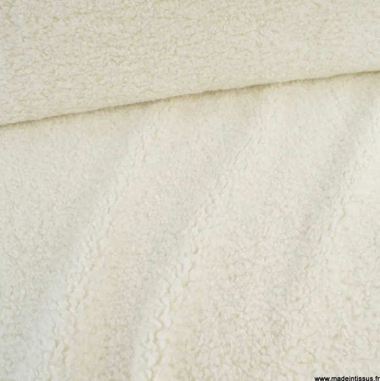 Tissu fausse fourrure lourde peau de mouton - Blanc cassé