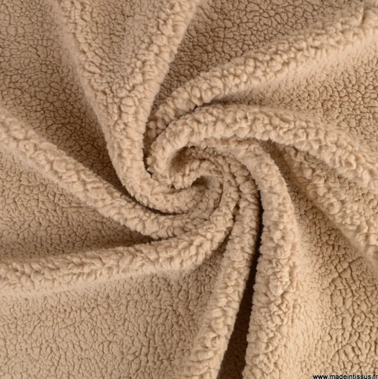 Tissu Fausse Fourrure maille SHERPA OURSON, exclusivité made in tissus - OEKO TEX