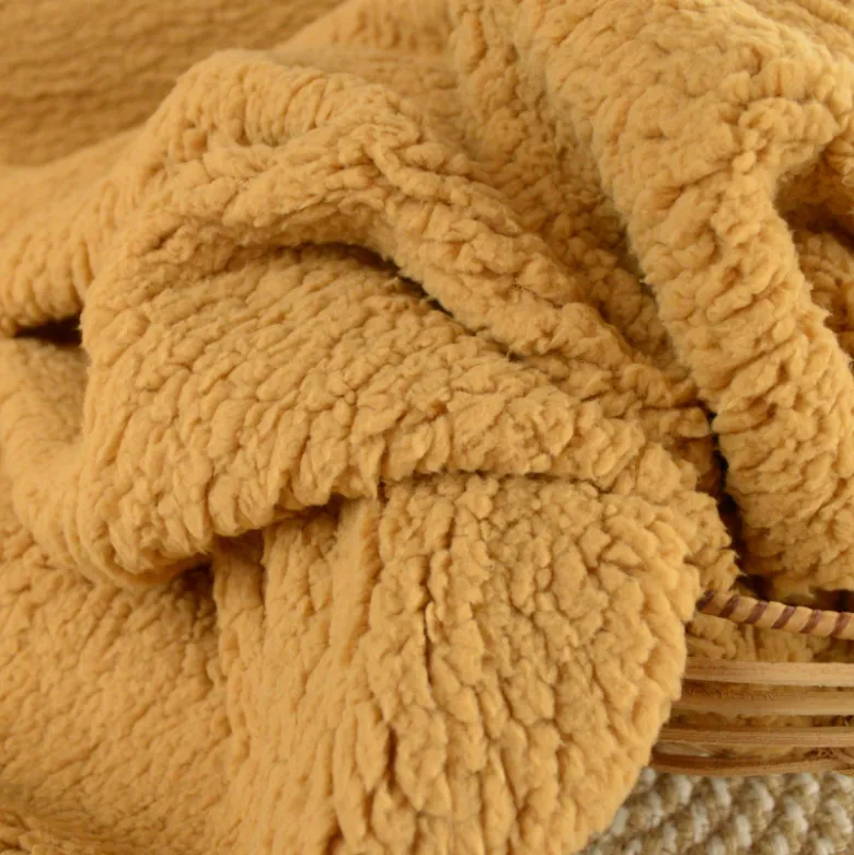 Tissu Fausse Fourrure maille SHERPA camel - OEKO TEX