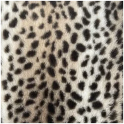 Tissu fausse fourrure rabbit Guepard noir fond Galet