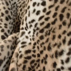 Tissu fausse fourrure rabbit Guepard noir fond Galet