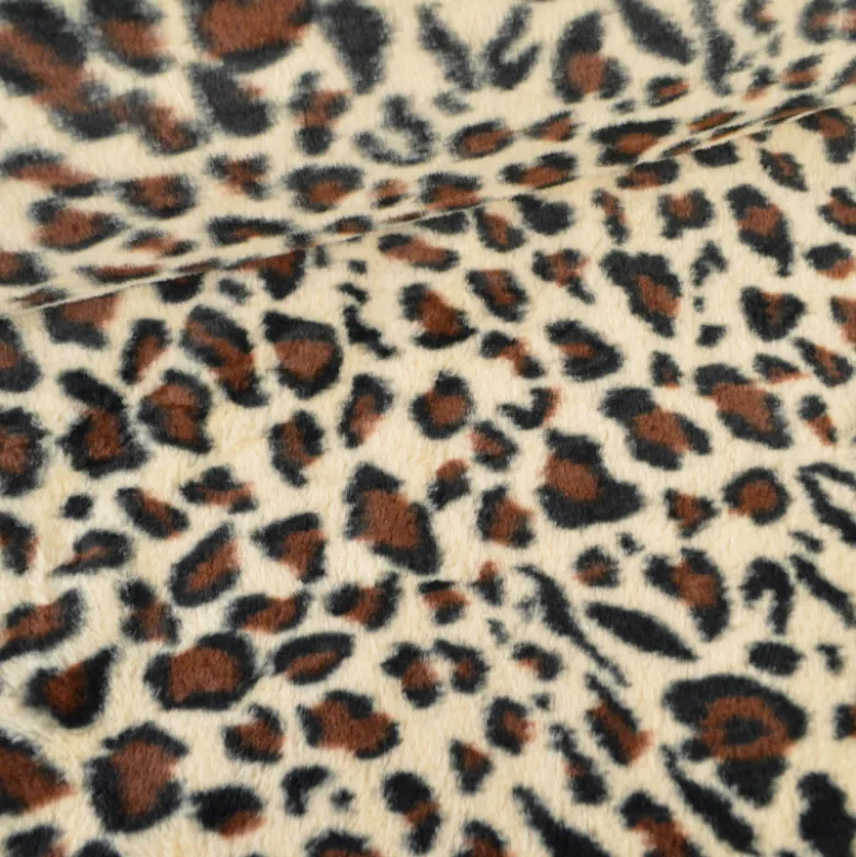 Tissu fausse fourrure rabbit - Léopard sable