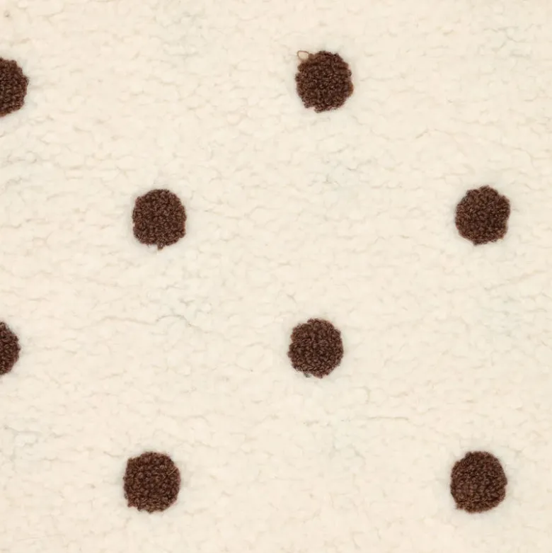 Tissu Fausse Fourrure Sherpa brodée pois fond écru - OEKO TEX