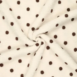 Tissu Fausse Fourrure Sherpa brodée pois fond écru - OEKO TEX