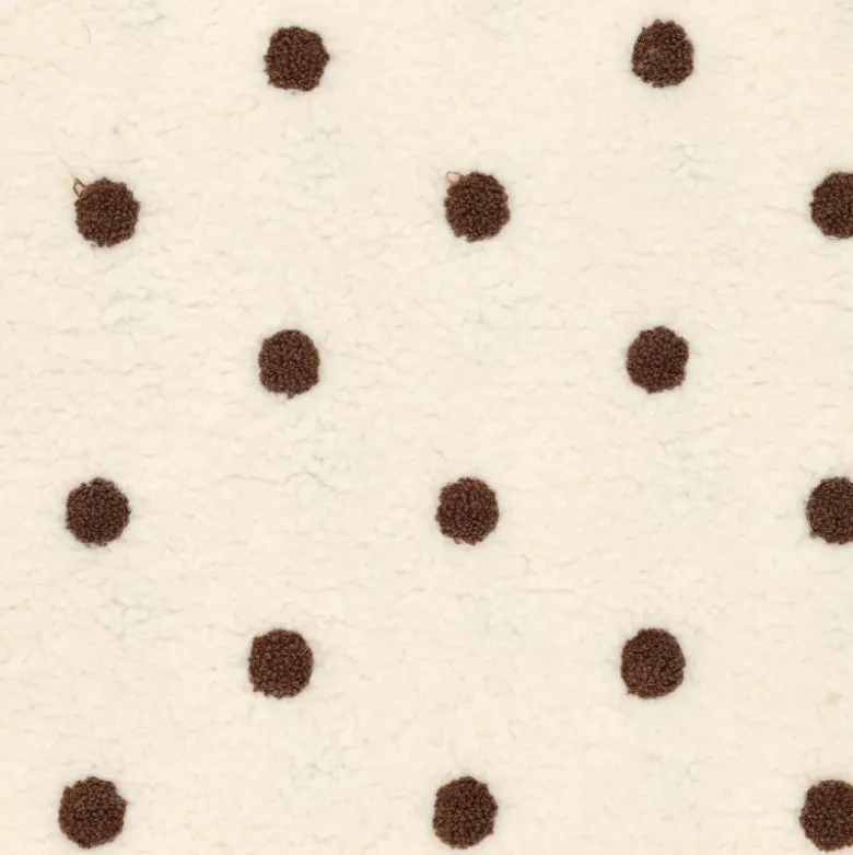 Tissu Fausse Fourrure Sherpa brodée pois fond écru - OEKO TEX