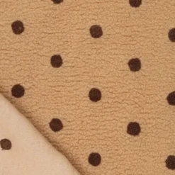 Tissu Fausse Fourrure Sherpa brodée pois fond camel - OEKO TEX