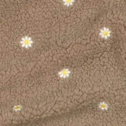 Tissu Fausse Fourrure Sherpa brodée fleurs - Taupe