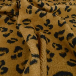 Tissu Fausse Fourrure Sherpa Feligrou à motif léopard fond Camel - OEKO TEX