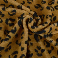 Tissu Fausse Fourrure Sherpa Feligrou à motif léopard fond Camel - OEKO TEX